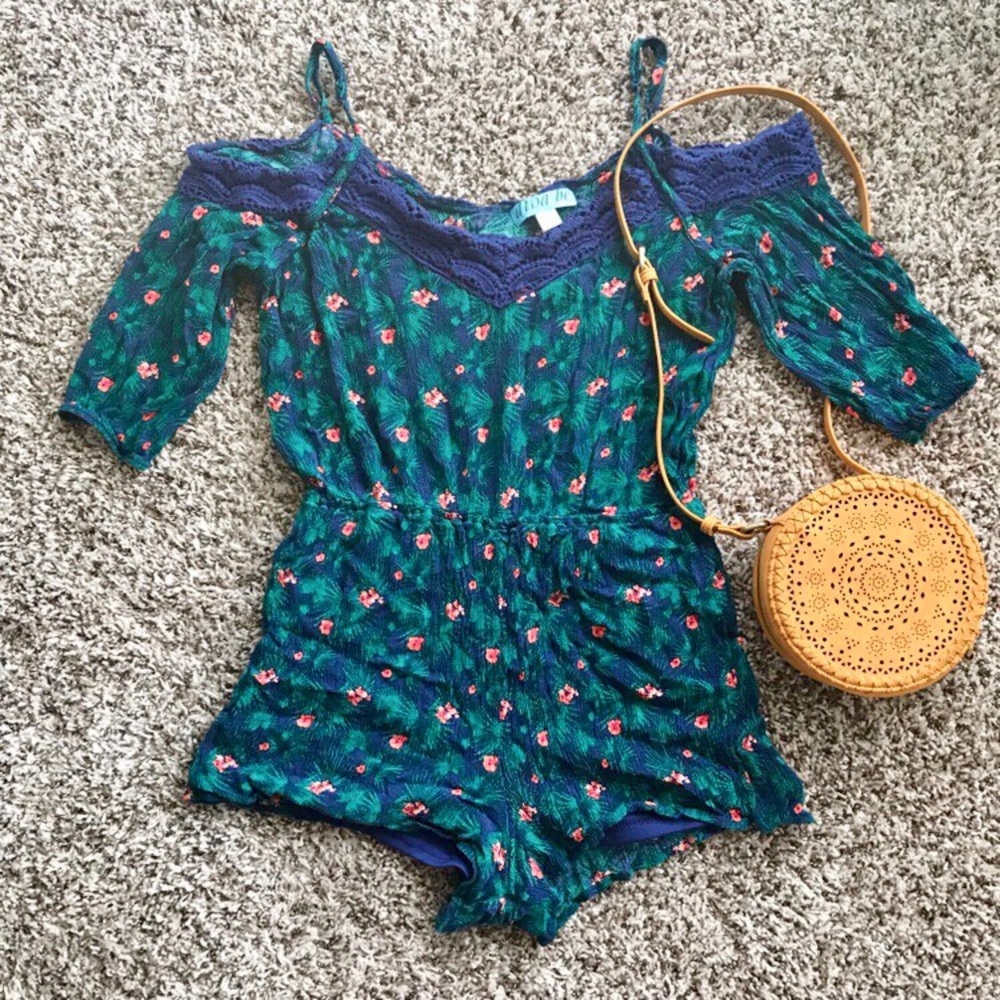 Tropical Romper with Adjustable Straps